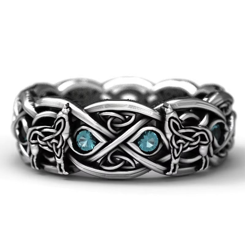 Huitan Viking Nordic Mythology Giant Wolf Men Ring Defense Totem Wolf Fashion Hip Hop Rock Unisex Finger Ring Punk Gift